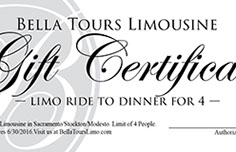 Gift Certificate design for Bella Tours Limo