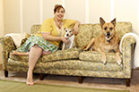 Photograph of a woman and her dogs